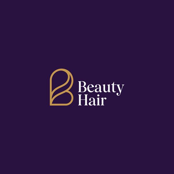 طراحی لوگوی طلایی لوگوی آرایشگاه زنانه لوکس Beauty Hair