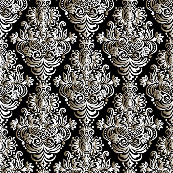 الگوی شرقی بدون درز وکتور عنصر الگوی بدون درز گل قدیمی کاغذ دیواری داماسک