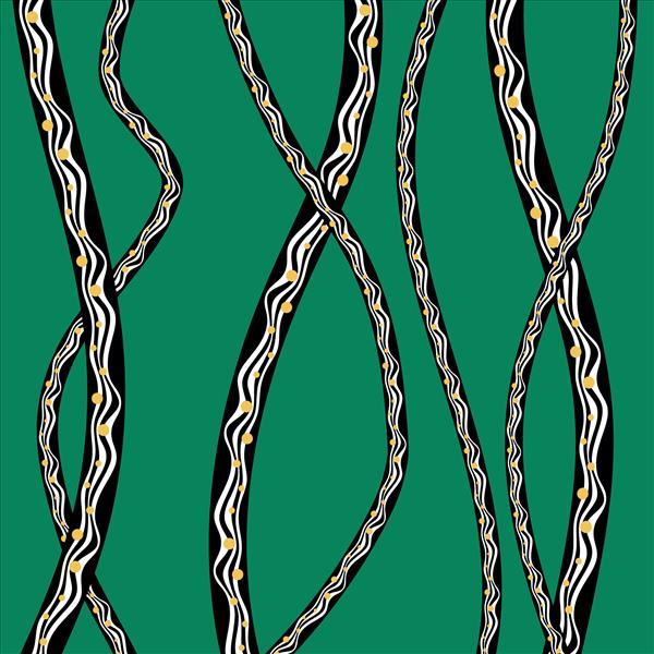 خطوط مواج انتزاعی با الگوی روی زمینه سبز تصویر EPS10