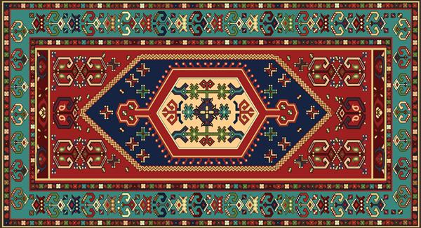 فرش ایرانی طرح اصلی بافت وکتور عشایر آسان برای ویرایش و تغییر 16 رنگ توسط پنجره نمونه