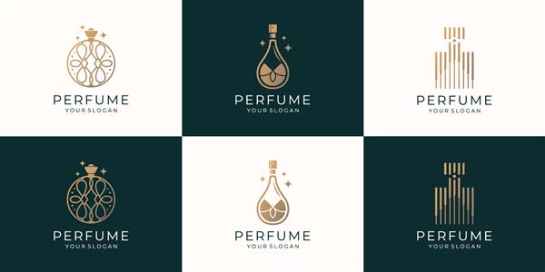 مجموعه ای از قالب لوگوی عطر بطری لوکس لوگو برای لوازم آرایشی زیبایی سالن محصول مراقبت از پوست