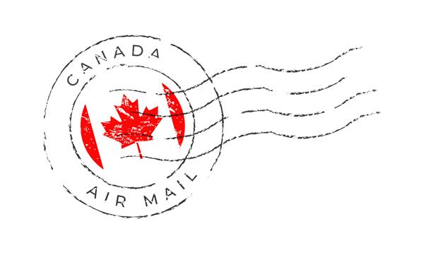 علامت پستی کانادا تمبر پست پرچم ملی جدا شده بر روی تصویر وکتور پس زمینه سفید تمبر با الگوی پرچم رسمی کشور و نام کشورها