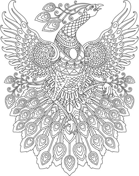 طرح ماندالای طاووس برای چاپ صفحه رنگ آمیزی