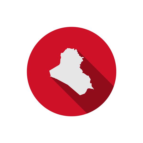 نقشه عراق روی دایره قرمز با سایه بلند