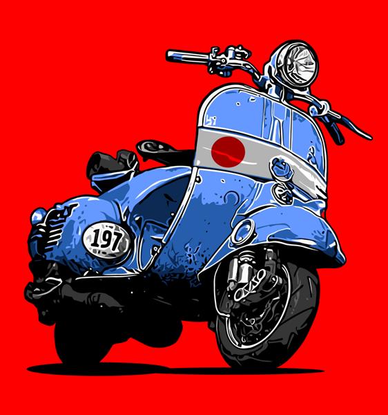 اسکوتر کلاسیک و پرچم ژاپن طرح تی شرت دوچرخه سوار باشگاه موتور سیکلت پچ دوچرخه برهنه کلاه ایمنی خنک آرای کفش ls2 agv vespa لامبرتا ژاپن Motorradfahrer motorrijder motard