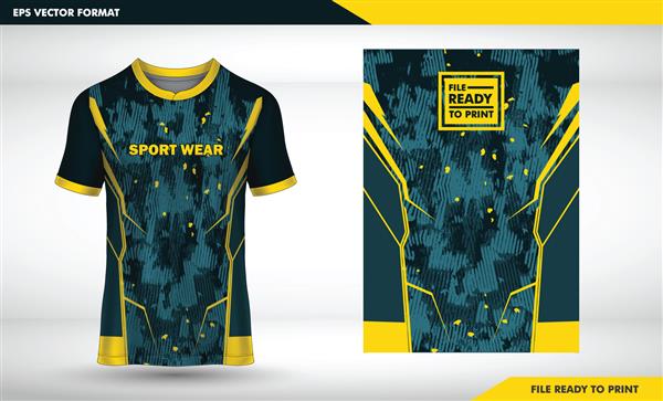 قالب طراحی تی شرت ورزشی الکترونیکی ماکت پیراهن فوتبال برای باشگاه فوتبال ارتش پترن راگبی پیراهن