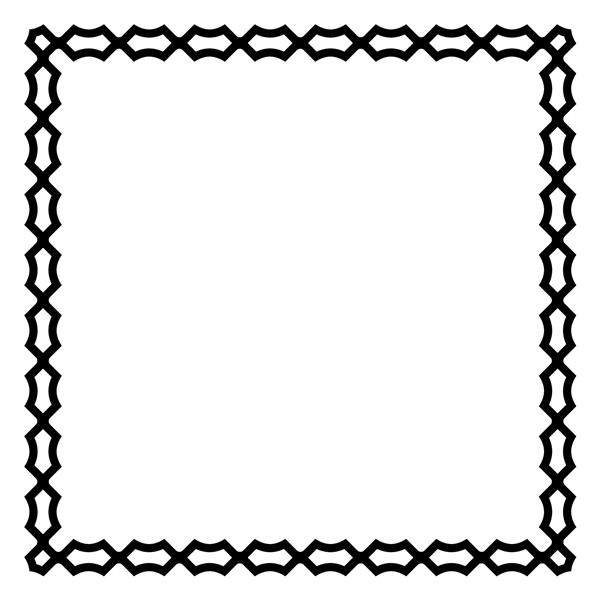 الگوی مربع قاب حاشیه نقوش اسلامی هندی یونانی قاب های هندسی در رنگ مشکی جدا شده در زمینه سفید تصویر وکتور