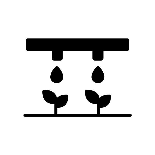 نماد گلیف سیستم آبیاری قطره ای علامت کشاورزی نماد نمودار برای طراحی وب سایت لوگو برنامه UI شما تصویر وکتور EPS10