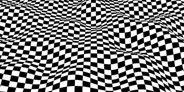 موج شطرنجی آینده نگر موج وکتور انتزاعی با مربع های متحرک صفحه شطرنج سیاه و سفید پس زمینه