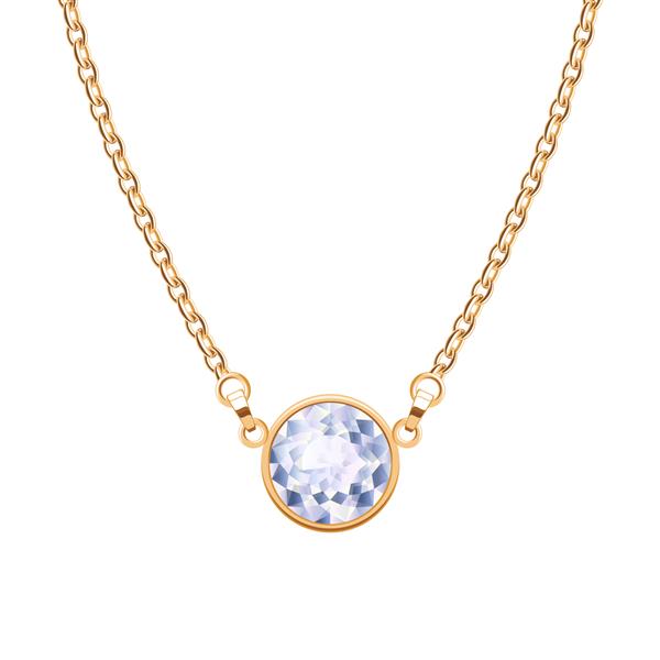 گردنبند زنجیر طلایی با آویز الماس گرد طراحی جواهرات