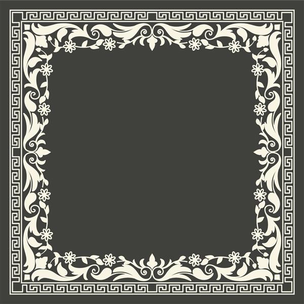 وکتور قاب مونوگرام گلدار و هندسی در زمینه خاکستری تیره عنصر طراحی مونوگرام دکوراسیون اولیه به سبک قدیمی