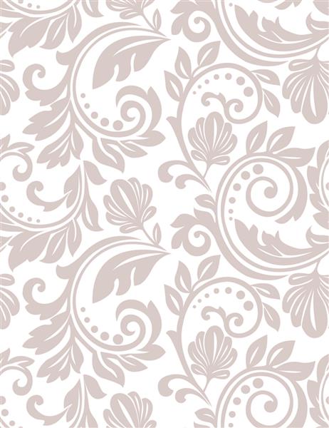 الگوی گل کاغذ دیواری باروک داماسک پس زمینه وکتور بدون درز زیورآلات صورتی و سفید