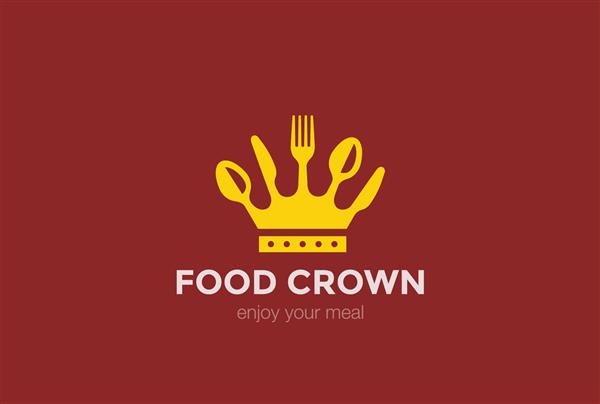 Food Crown of spoon knife چنگال الگوی وکتور طراحی لوگو نماد مفهوم لوگوتایپ Cook Chief