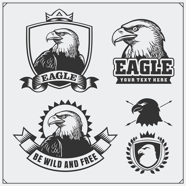 نشان هرالدریک عقاب برچسب ها نمادها و عناصر طراحی برای باشگاه ورزشی