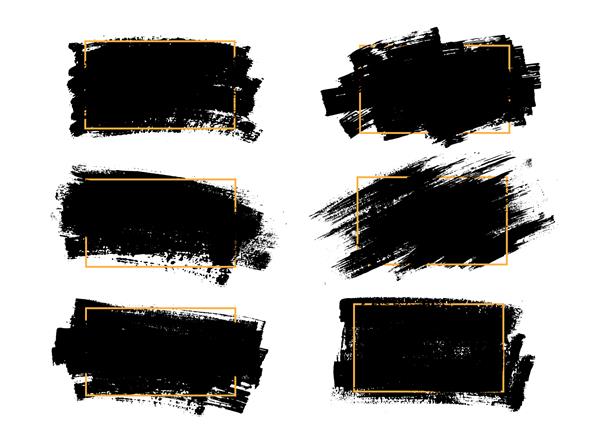 وکتور رنگ سیاه قلم مو جوهر قلم مو خط یا بافت عنصر طراحی هنری کثیف جعبه قاب یا پس‌زمینه متن