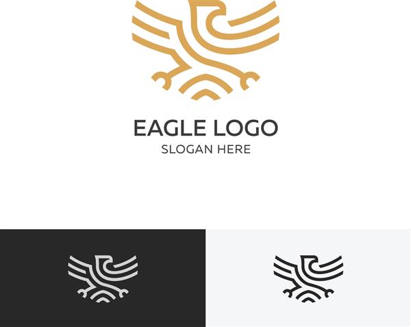 مفهوم آرم عقاب طلایی - الگوی تصویر وکتور طرح نشان روی پس‌زمینه سفید EPS 10