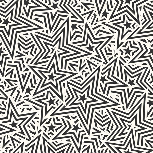 الگوی با ستاره پس زمینه وکتور هندسی بدون درز گرافیک های تکراری انتزاعی برای کاغذ دیواری پوستر جلد بافت هندسی تک رنگ سیاه و سفید مدرن