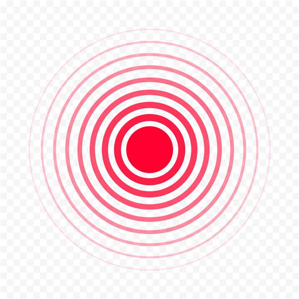 نماد قرمز دایره درد برای داروی مسکن پزشکی وکتور دایره های قرمز نماد نقطه هدف برای الگوی طراحی داروی قرص از درد بدن یا مفاصل عضلانی و درمان ضد درد سر درد