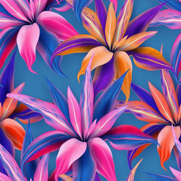الگوی بدون درز کوردیلین فروتیکوزا از گل های استوایی