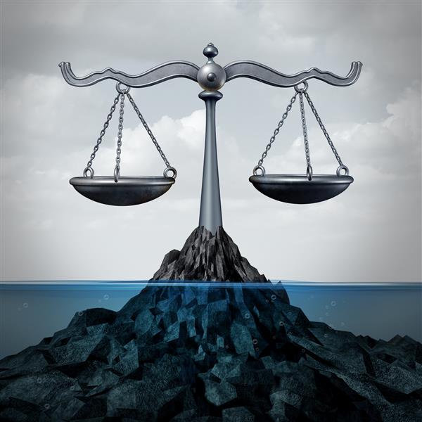 قانون دریایی و دریاسالاری و خدمات حقوقی اقیانوس به عنوان مقیاس مفهوم عدالت یا نماد مقررات ماهیگیری به عنوان یک تصویر سه بعدی