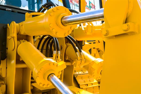 سیستم پیستون هیدرولیک برای بولدوزر تراکتور بیل مکانیکی شفت سیلندر کروم اندود ماشین زرد جزئیات صنایع سنگین ساختمانی