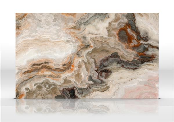 کاشی سنگ مرمر اونیکس روی پس زمینه سفید با بازتاب و سایه ایستاده است بافت برای طراحی تصویر دو بعدی زیبایی طبیعی