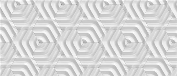 شش ضلعی های سه بعدی براق سفید با امواج برجسته بافت واقعی بدون درز با کیفیت بالا