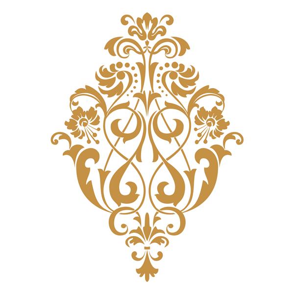 تزیینات گرافیکی داماس عنصر طراحی گل الگوی طلایی