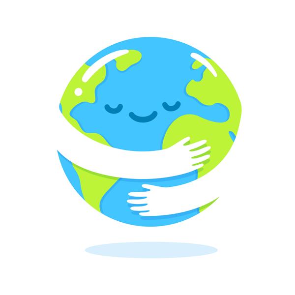 نجات سیاره نقاشی زمین در آغوش تصویرسازی کلیپ هنری کارتونی زیبای روز زمین