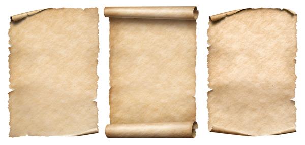 کاغذهای قدیمی یا کاغذ پوستی جدا شده روی سفید