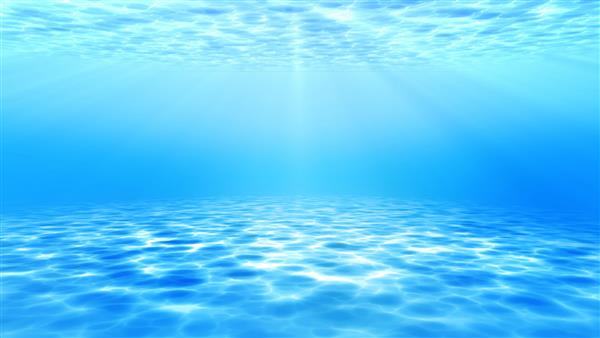 زمان تابستان در زیر اقیانوس دریا در آب تمیز و شفاف با پرتو نور خورشید از سطح برای طراحی مفهومی پس زمینه