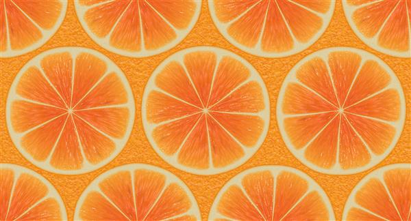 برش های پرتقال میوه در زمینه پوست نارنجی
