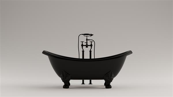حمام آهنی با تزئینات مشکی کلاسیک تصویر سه بعدی رندر سه بعدی
