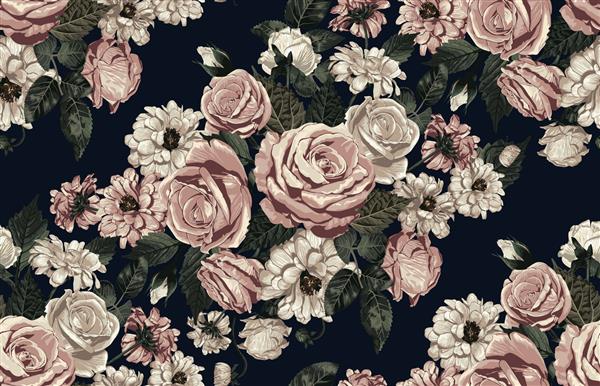 الگوی زیبا از گل‌های روستایی با رنگ رژگونه جدا شده در پس‌زمینه جامد برای چاپ پارچه پس‌زمینه طراحی کارت دست‌ساز دعوت‌نامه کاغذ دیواری بسته‌بندی طراحی داخلی یا مد