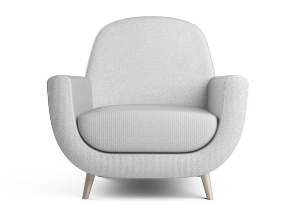 صندلی راحتی رنگ سفید صندلی مدرن به سبک جدا شده روی پس زمینه سفید - نمای جلو تصویر سه بعدی