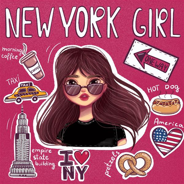 کارتون دختر نیویورکی هنر دختر شهر