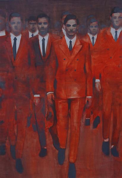 نقاشی اکریلیک و رنگ روغن روی بوم پرتره مرد فانتزی مد نقاشی