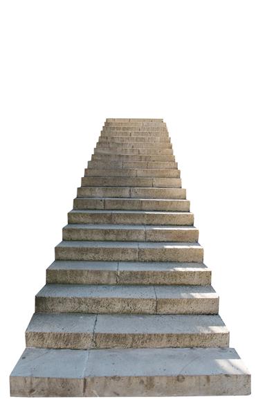 پله های سنگی جدا شده در زمینه سفید