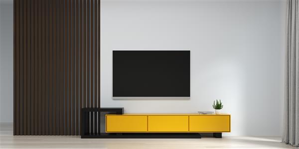 ماکت دیواری کابینت تلویزیون مدرن در مقابل دیوار خالی خالی رندر سه بعدی طراحی خانه مدرن عنصر ماکت حداقل برای طراحی گرافیکی ماکت دیوار