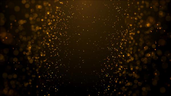 پس زمینه انتزاعی ذرات طلا با گرد و غبار ستاره های ذرات طبقه طلایی درخشان پر زرق و برق آینده نگرانه در فضا در پس زمینه سیاه