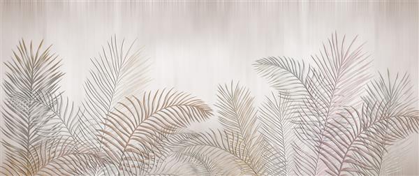 برگ خرما گرمسیری برگ های بژ در زمینه ای روشن نقاشی دیواری کاغذ دیواری برای چاپ داخلی