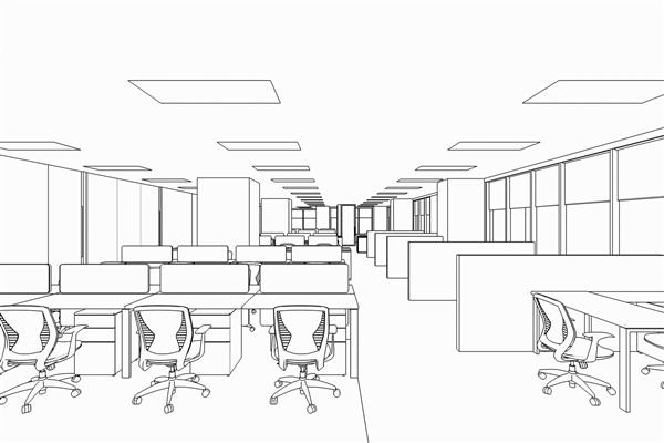 طرح کلی طرح داخلی پرسپکتیو طراحی یک دفتر فضایی