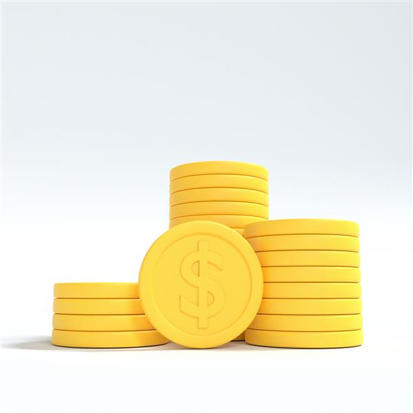 پس زمینه پشته سکه طلا سه بعدی مفهوم پس انداز و رشد پول رندر سه بعدی