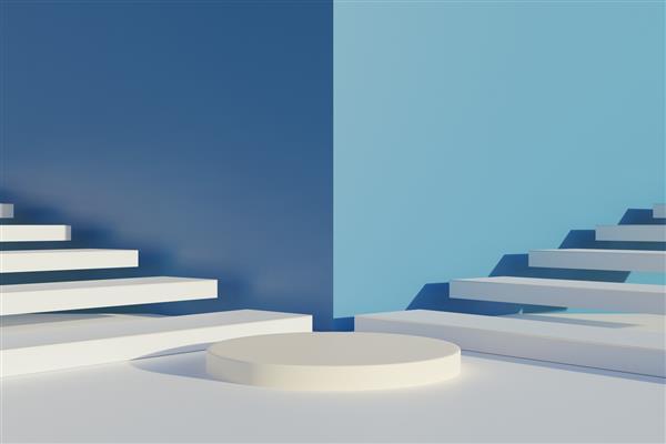 تریبون سیلندر با پله سفید ماکت سه بعدی برای ارائه محصول رندر سه بعدی