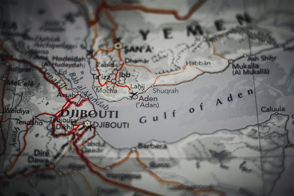 شهر عدن در یمن بر روی نقشه جغرافیایی