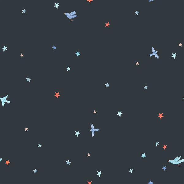 الگوی بدون درز زیبا با پرندگان و ستاره های آبرنگ زیبا تصویر سهام