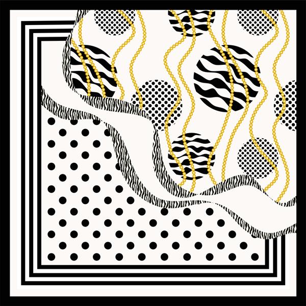 نقطه پولکا خط موج دار با طرح گورخر وصله طراحی تصویر برای چاپ پارچه طراحی روسری