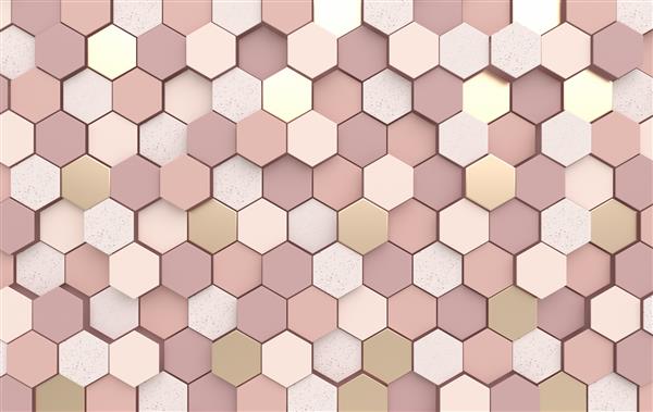 پس زمینه انتزاعی شش ضلعی پانل سه بعدی لانه زنبوری سلولی مدرن با شش ضلعی سرامیک مرمر کاشی فلزی بافت دیوار سه بعدی پس زمینه هندسی برای طراحی کاغذ دیواری داخلی
