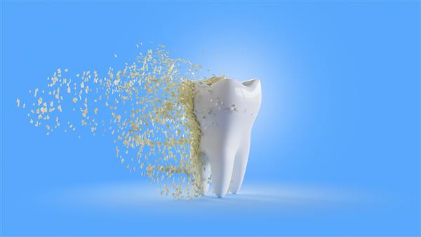 خاک از روی دندان پرواز می کند رندر تصویر سه بعدی