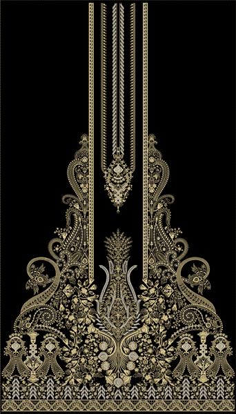 اثر هنری مغول حاشیه طلای عتیقه سنتی هندی